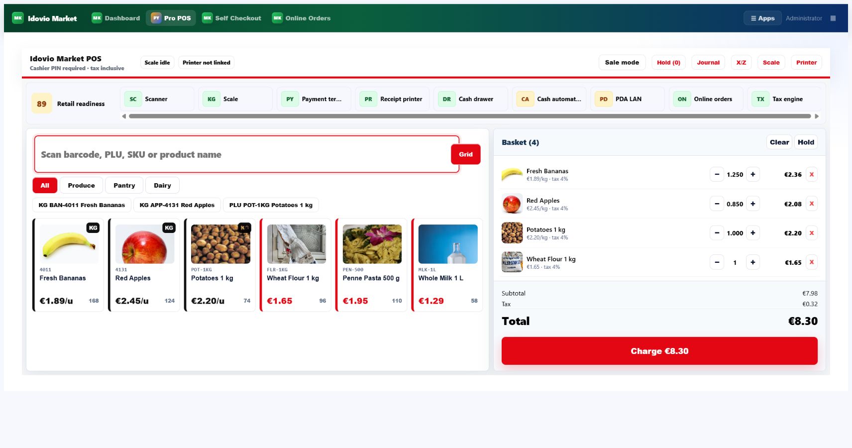 Pantalla operativa 2: Idovio Market