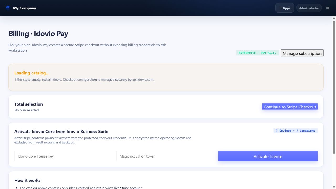 Captura real de la aplicación: Idovio Pay